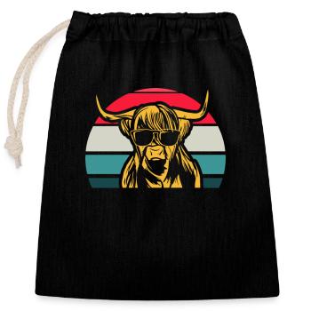 Bovins des Highlands écossais - Sac cadeau en coton avec cordon (25 x 30 cm) - noir - Devant