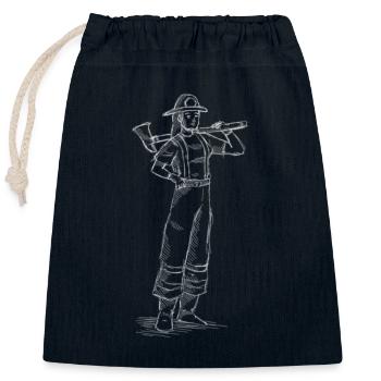 Firefighter Mrs. Firefighter 112 - Closable cotton gift bag (25x30cm) - navy - Front