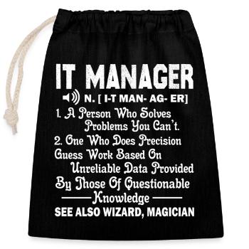 Responsable informatique Définition du responsable informatique - Sac cadeau en coton avec cordon (25 x 30 cm) - noir - Devant