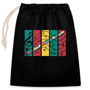 Flûte à bec flûte flûte - Sac cadeau en coton avec cordon (25 x 30 cm) - noir - Devant