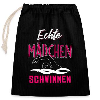 Echte Mädchen schwimmen - Verschließbarer Geschenkbeutel aus Baumwolle (25x30cm) - Schwarz - Vorne