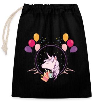 Unicorn kids - Closable cotton gift bag (25x30cm) - black - Front