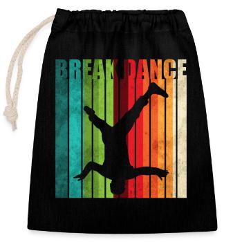 Breakdance danse hip hop rap 80s 90s - Sac cadeau en coton avec cordon (25 x 30 cm) - noir - Devant