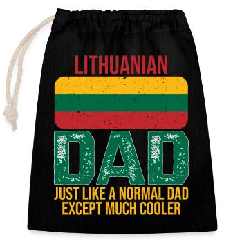 Lithuanian father Lithuania flag for Father's Day - Closable cotton gift bag (25x30cm) - black - Front