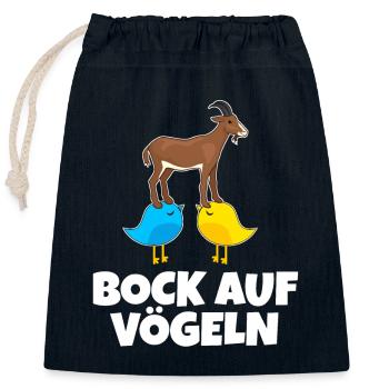 Bock auf Vögeln Sex Anmachspruch versaut Single - Verschließbarer Geschenkbeutel aus Baumwolle (25x30cm) - Navy - Vorne