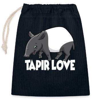 Tapir Love fonds d'écran animal préféré - Sac cadeau en coton avec cordon (25 x 30 cm) - bleu marine - Devant
