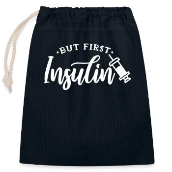 Insulin diabetic diabetes syringes - Closable cotton gift bag (25x30cm) - navy - Front