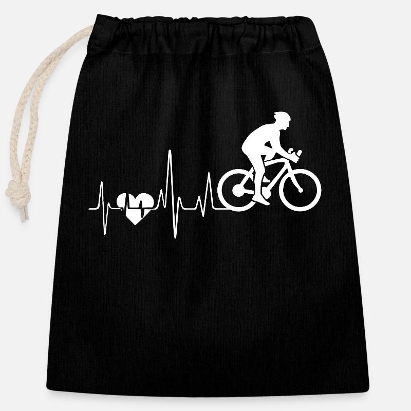 Radfahren Radfahren Heartbeat - Verschließbarer Geschenkbeutel aus Baumwolle (25x30cm) - Schwarz