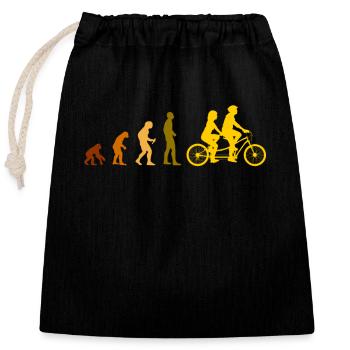 Tandem Evolution Fahrrad - Verschließbarer Geschenkbeutel aus Baumwolle (25x30cm) - Schwarz - Vorne
