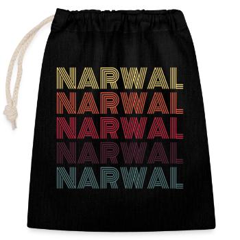 Narval, narval, narval, narval, licorne - Sac cadeau en coton avec cordon (25 x 30 cm) - noir - Devant