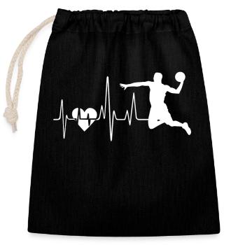 Handball Handball Heartbeat - Closable cotton gift bag (25x30cm) - black - Front
