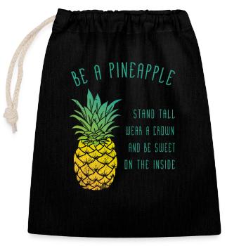 be a pineapple - Verschließbarer Geschenkbeutel aus Baumwolle (25x30cm) - Schwarz - Vorne