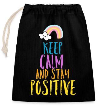 Dire positif - Sac cadeau en coton avec cordon (25 x 30 cm) - noir - Devant