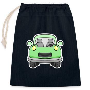 Vue frontale joyeuse de chariot vert - Sac cadeau en coton avec cordon (25 x 30 cm) - bleu marine - Devant