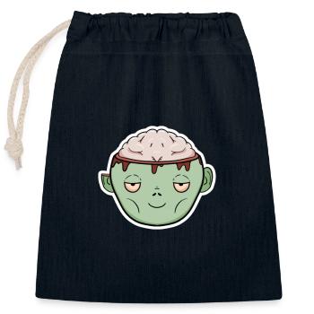 Zombie Brain in a Mug - Closable cotton gift bag (25x30cm) - navy - Front