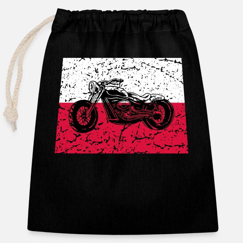 Poland Motorcycle Tuning Polish Mechanic Chopper - Closable cotton gift bag (25x30cm) - black