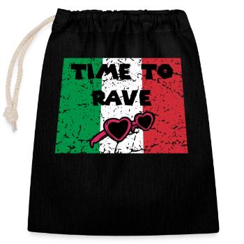 Italie DJ Rave Techno Electro Party Festival - Sac cadeau en coton avec cordon (25 x 30 cm) - noir - Devant