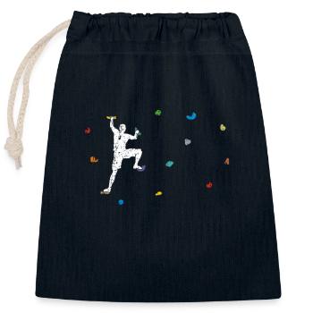 Drôle de cadeau de grimpeur Boulder coloré - Sac cadeau en coton avec cordon (25 x 30 cm) - bleu marine - Devant