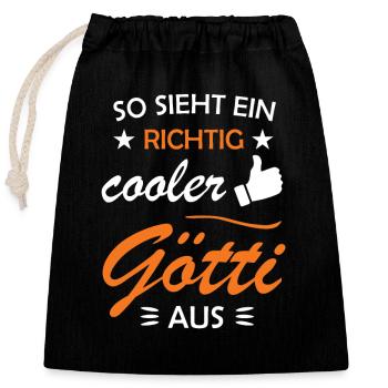 Götti Geschenkidee Firmgötti Taufgötti Göti fragen - Verschließbarer Geschenkbeutel aus Baumwolle (25x30cm) - Schwarz - Vorne