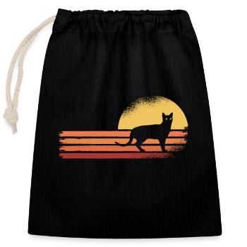Black cat - Closable cotton gift bag (25x30cm) - black - Front