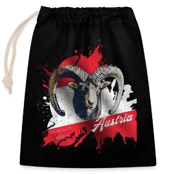Austria Österreich Gäms Steinbock Geschenk - Verschließbarer Geschenkbeutel aus Baumwolle (25x30cm) - Schwarz - Vorne