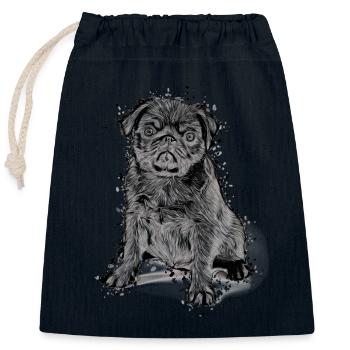 idée cadeau chiot carlin mignon chemise carlin carlin - Sac cadeau en coton avec cordon (25 x 30 cm) - bleu marine - Devant