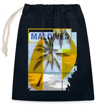 Maldives Beach Vintage - Closable cotton gift bag (25x30cm) - navy - Front