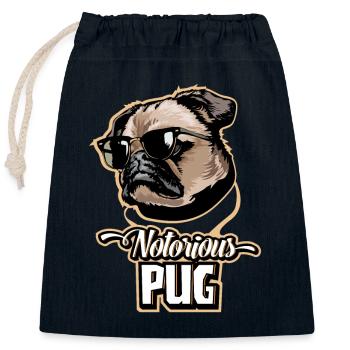 Mops Artikel Mops Geschenke Mops Hund - Verschließbarer Geschenkbeutel aus Baumwolle (25x30cm) - Navy - Vorne