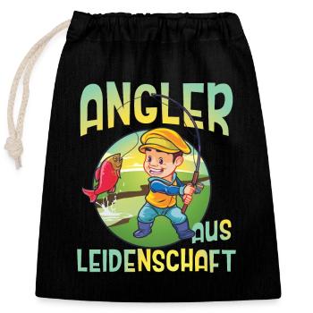 Angler Aus Leidenschaft Angeln Angelhaken Rute - Verschließbarer Geschenkbeutel aus Baumwolle (25x30cm) - Schwarz - Vorne