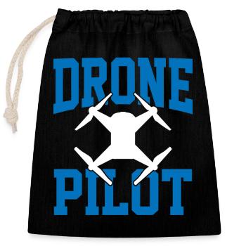 Pilote de drone - Sac cadeau en coton avec cordon (25 x 30 cm) - noir - Devant