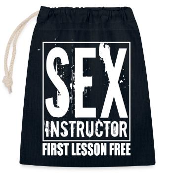 Sex instructor - Closable cotton gift bag (25x30cm) - navy - Front