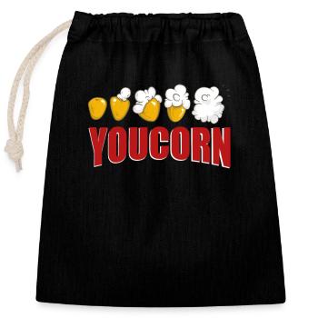 Popcorn saying - Closable cotton gift bag (25x30cm) - black - Front