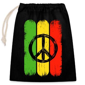 Jamaika Hippie Peace Zeichen Rastas Jamaica - Verschließbarer Geschenkbeutel aus Baumwolle (25x30cm) - Schwarz - Vorne