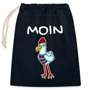 Moin mit Möwe - Moin Möwe - - Verschließbarer Geschenkbeutel aus Baumwolle (25x30cm) - Navy - Vorne