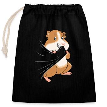 Conception de peau de grignotage de cochon d'Inde - Sac cadeau en coton avec cordon (25 x 30 cm) - noir - Devant