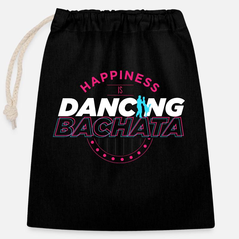 Bachata, bachata bachata bday, danse - Sac cadeau en coton avec cordon (25 x 30 cm) - noir