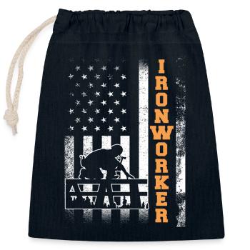 Ironworker Flag USA Peasant Worker Craftsman - Closable cotton gift bag (25x30cm) - navy - Front