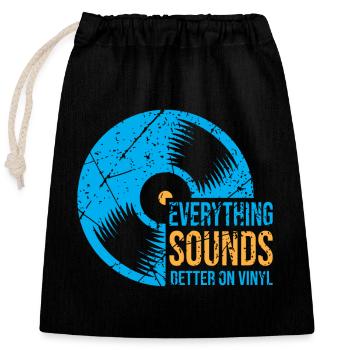 DJ Vinyle Platine LP Disques Musique - Sac cadeau en coton avec cordon (25 x 30 cm) - noir - Devant