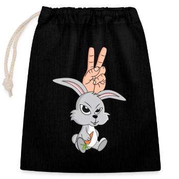 , rabbit or rabbit ear what the hell Easter - Closable cotton gift bag (25x30cm) - black - Front