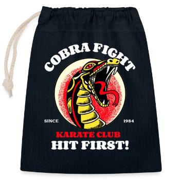 Cobra Fight Hit First - Karate - Verschließbarer Geschenkbeutel aus Baumwolle (25x30cm) - Navy - Vorne