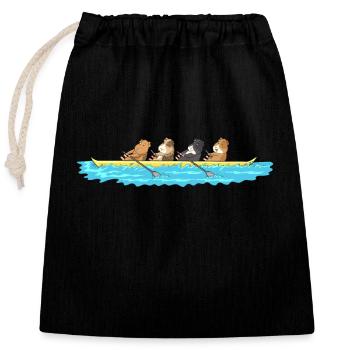 Drôle de cochons d'Inde dans un bateau - Sac cadeau en coton avec cordon (25 x 30 cm) - noir - Devant