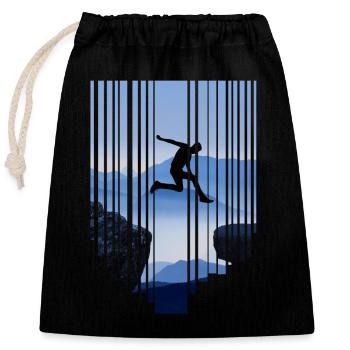 Saut de parkour - Sac cadeau en coton avec cordon (25 x 30 cm) - noir - Devant