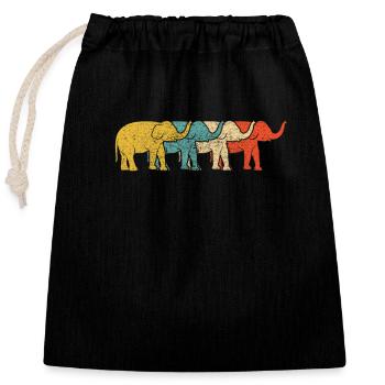 Vintage Retro Pop Art Elefant Dickhäuter - Verschließbarer Geschenkbeutel aus Baumwolle (25x30cm) - Schwarz - Vorne