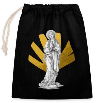 Heilige-Maria, Mutter-Maria, antike Darstellung - Verschließbarer Geschenkbeutel aus Baumwolle (25x30cm) - Schwarz - Vorne
