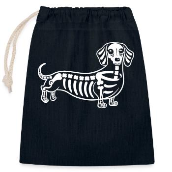 Dachshund Skull Halloween Dachshund Lover - Closable cotton gift bag (25x30cm) - navy - Front