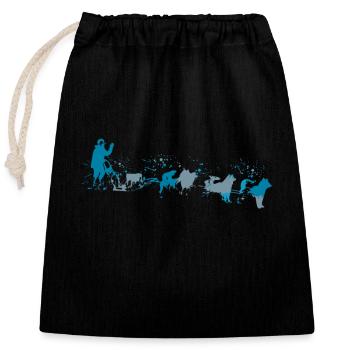 sled dog sport splash - Closable cotton gift bag (25x30cm) - black - Front