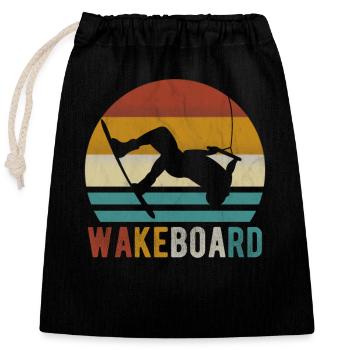 Wakeboard wakeboarder wakeboarding wake retro - Closable cotton gift bag (25x30cm) - black - Front