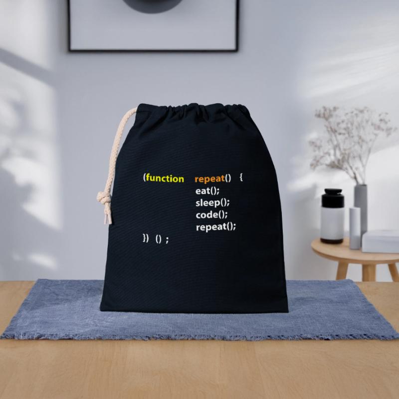 Code Eat Sleep Repeat Hacker IT Cadeau Sac cadeau en coton avec cordon (25 x 30 cm)