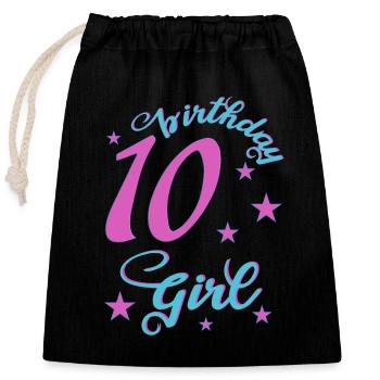 10 birthday girl birthday girl - Closable cotton gift bag (25x30cm) - black - Front