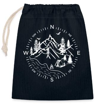 Forest forest compass river camping tent woods nature - Closable cotton gift bag (25x30cm) - navy - Front